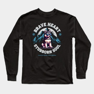 Brave Heart, Loyal Companion, Husky, Dog mom Long Sleeve T-Shirt